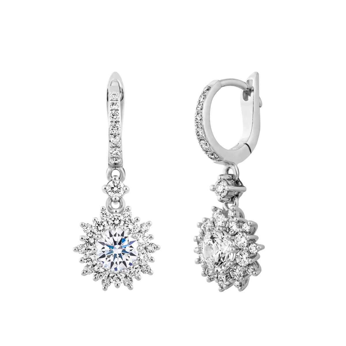 Hoa tai kim cương viên vàng 14K Harrow N2 GIA 3C