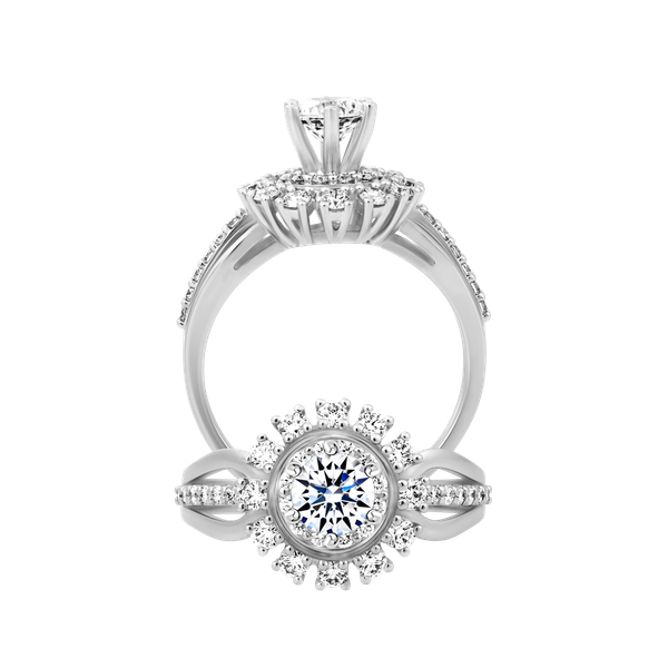 Ổ nhẫn nữ kim cương tấm vàng 14K Gracefull 5C