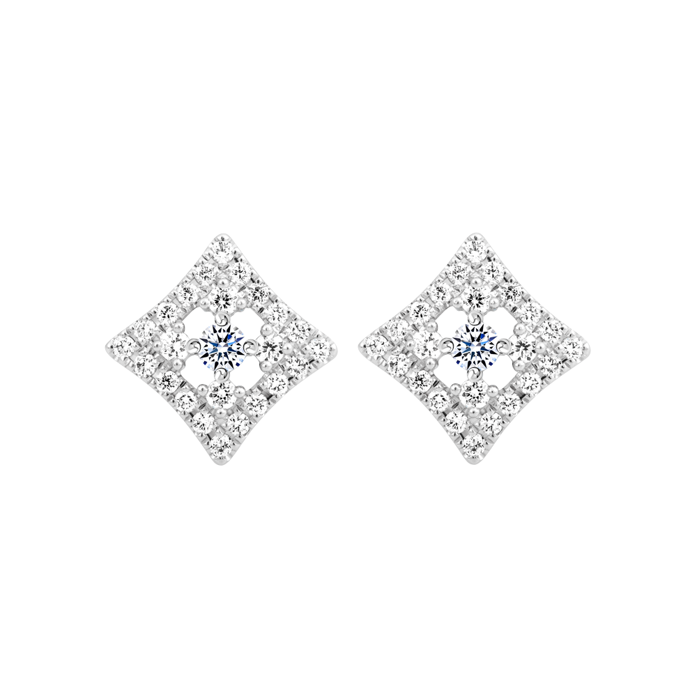 Hoa tai kim cương viên vàng 14K Cinthy