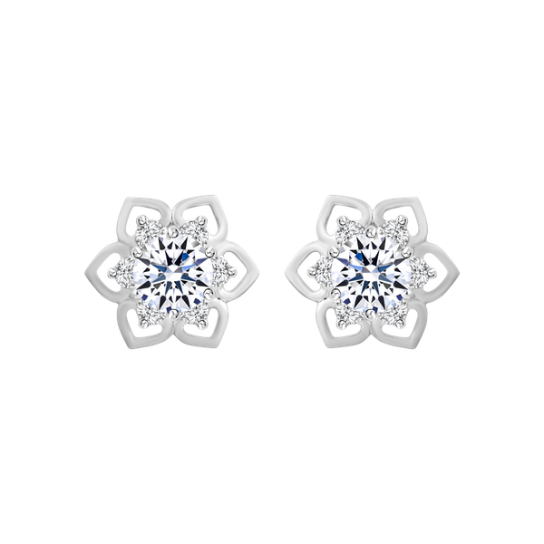 Hoa tai kim cương tấm vàng 14K Cleary 2C