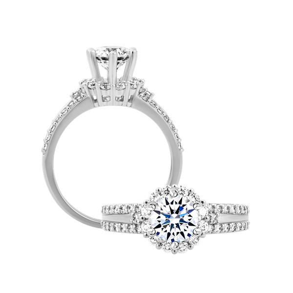 Ổ nhẫn nữ kim cương tấm vàng 14K Brucia 5C