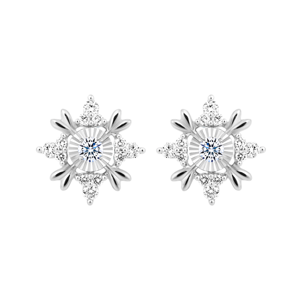 Hoa tai kim cương tấm vàng 14K Glomeration V2 2C