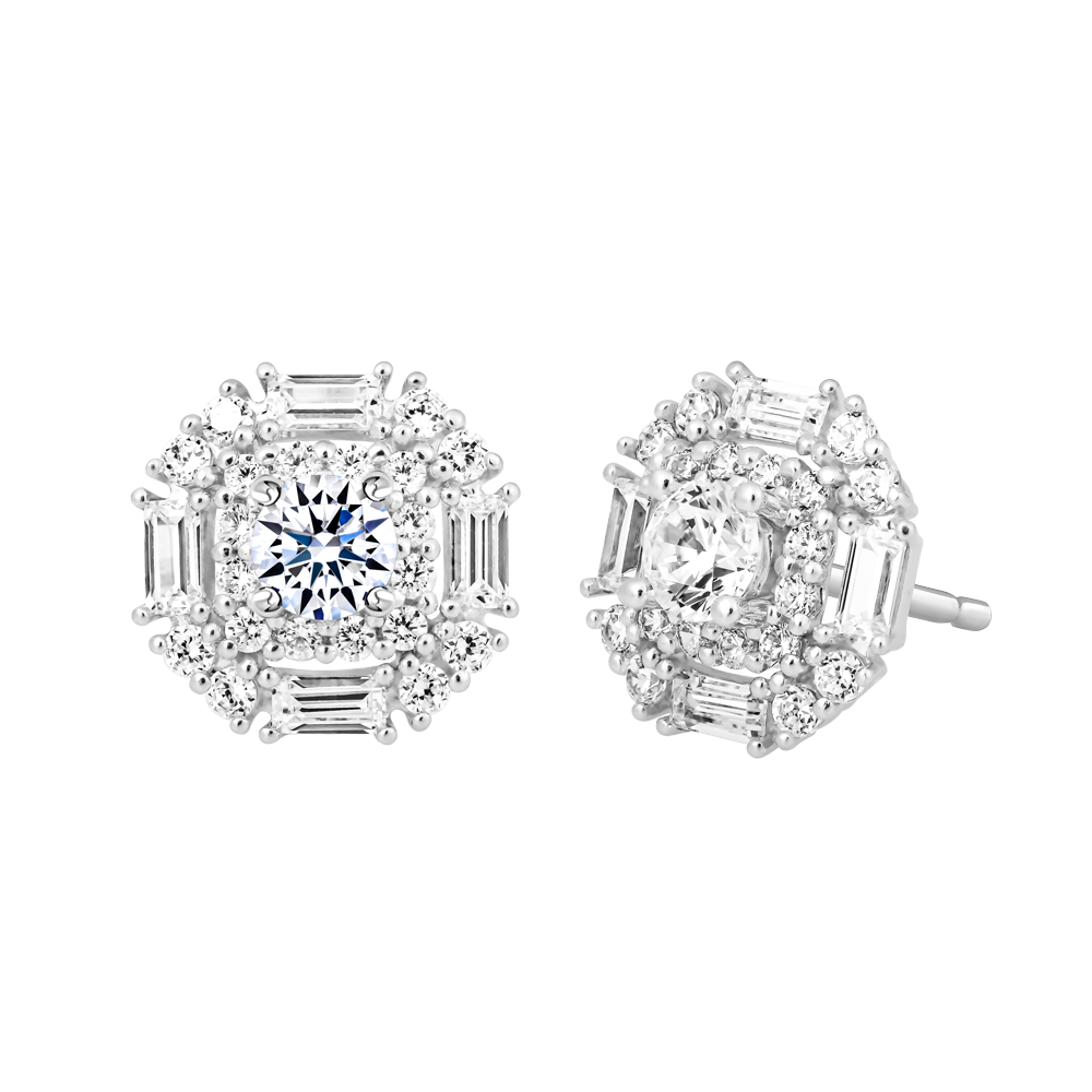 Hoa tai đính đá CZ vàng 14K Creative 2C