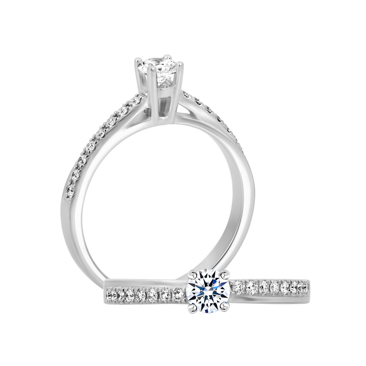 Nhẫn nữ kim cương 8 Hearts & Arrows vàng 14K Valuable H&A 2C GVRG0290085