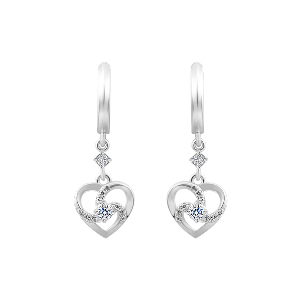 Hoa tai kim cương viên vàng 14K Glowing heart