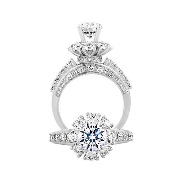 Ổ nhẫn nữ kim cương tấm vàng 14K Grandeur 1CT