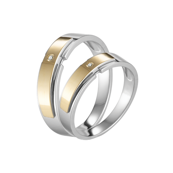 Nhẫn cưới nam kim cương viên vàng 14K Value M