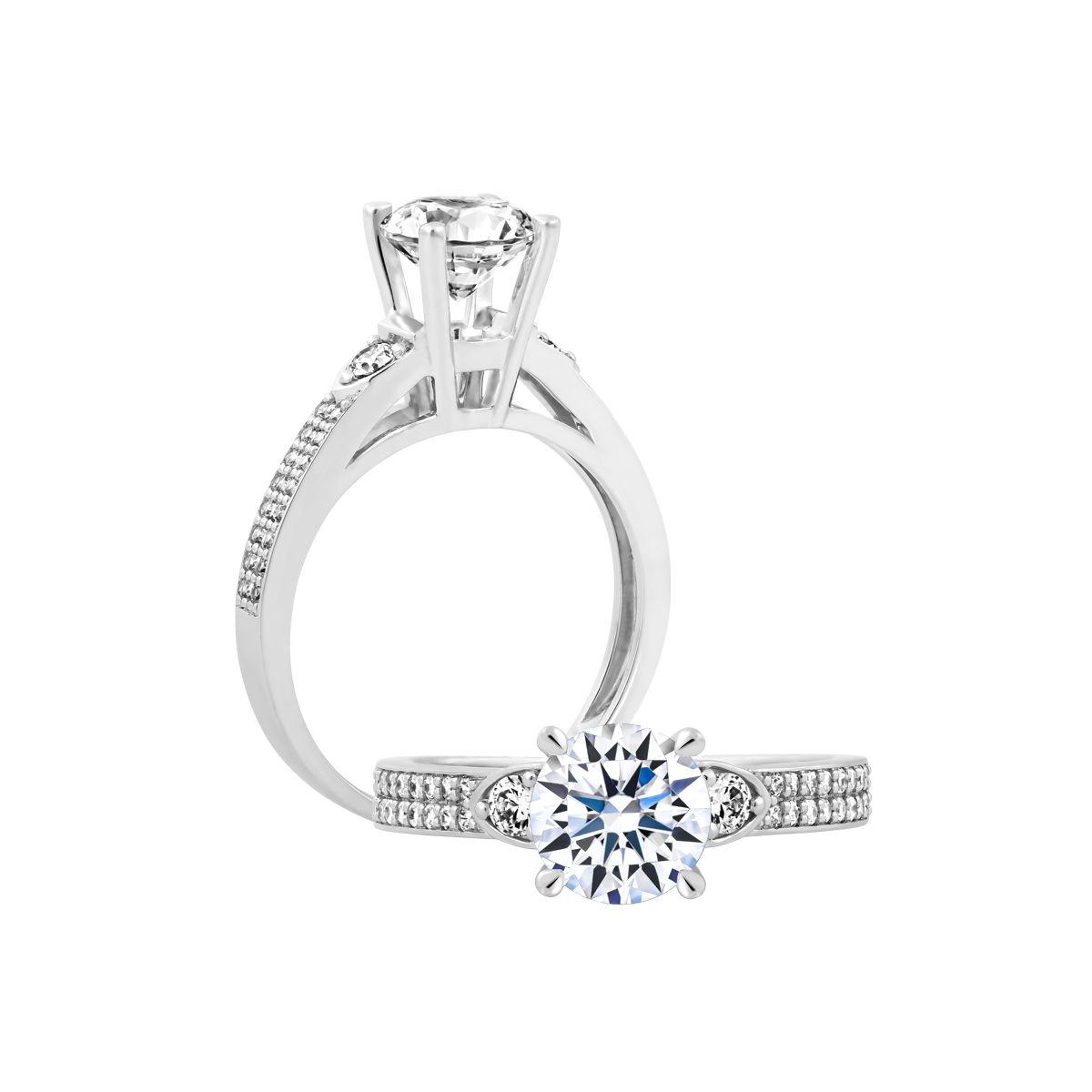Ổ nhẫn nữ kim cương tấm vàng 14K Battzion N 1CT