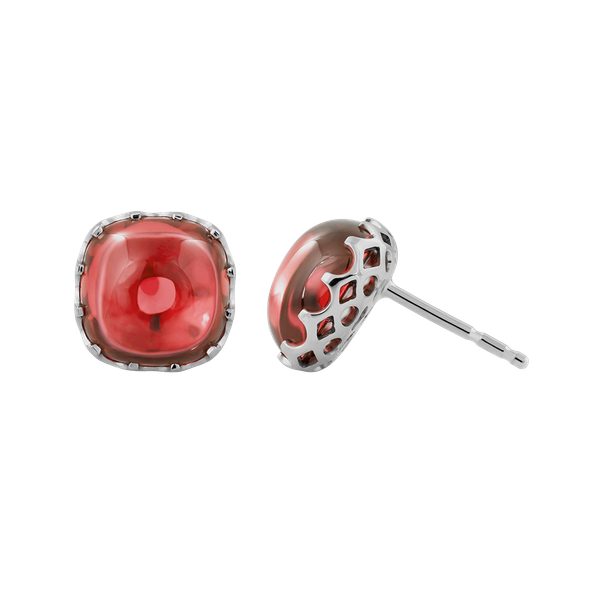 Hoa tai đính đá màu Garnet vàng 14K Candie S.Gar