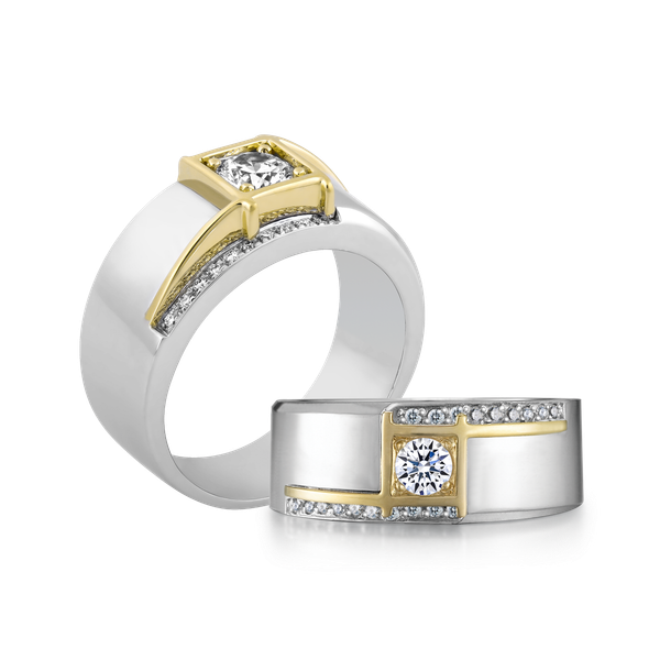 Nhẫn nam kim cương tấm vàng 14K Fedele 5C WY