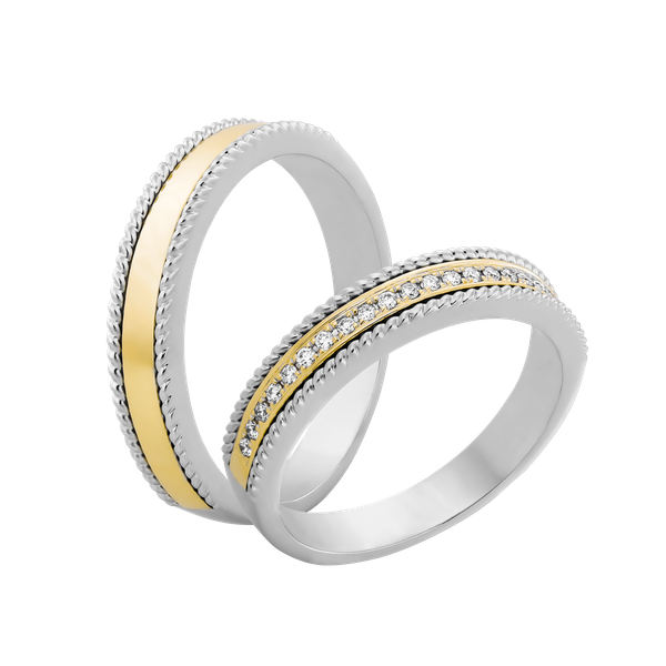 Nhẫn cưới nữ kim cương viên vàng 14K Edita F