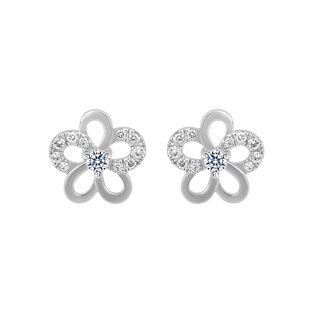 Hoa tai kim cương viên vàng 14K Kapok