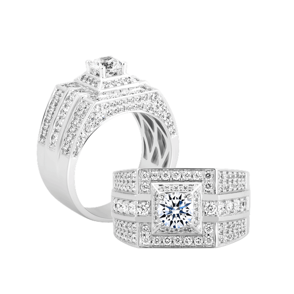 Nhẫn nam kim cương tấm vàng 14K Veyron 5C W