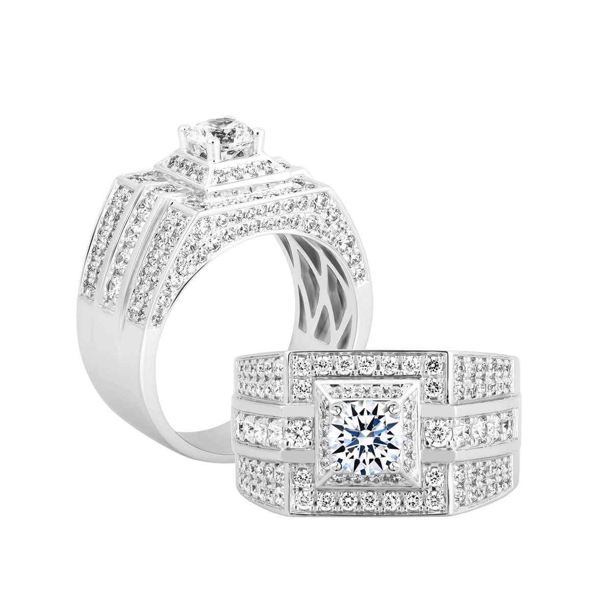 Nhẫn nam kim cương tấm vàng 14K Veyron 5C W