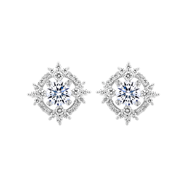Hoa tai kim cương 8 Hearts & Arrows vàng 14K Gleeny H&A 2C