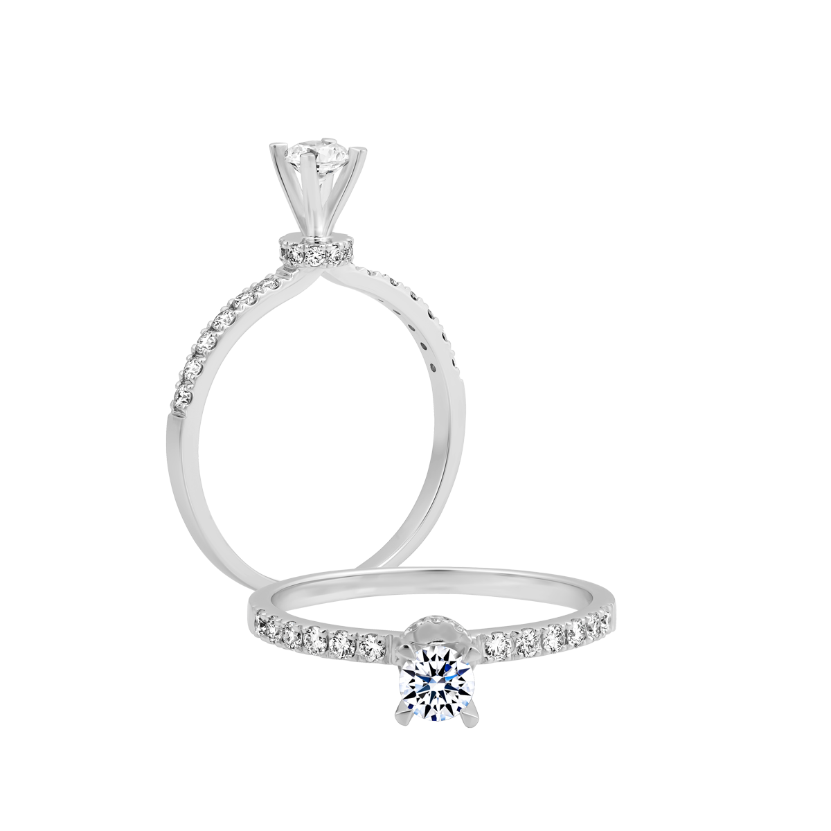 Nhẫn nữ kim cương 8 Hearts & Arrows vàng 14K Flarity H&A 2C