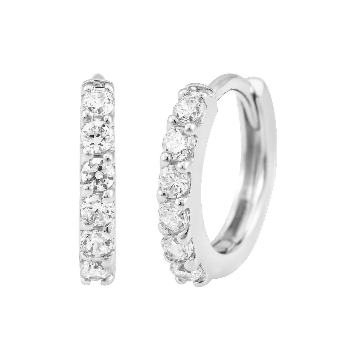 Hoa tai kim cương viên vàng 14K Simple N