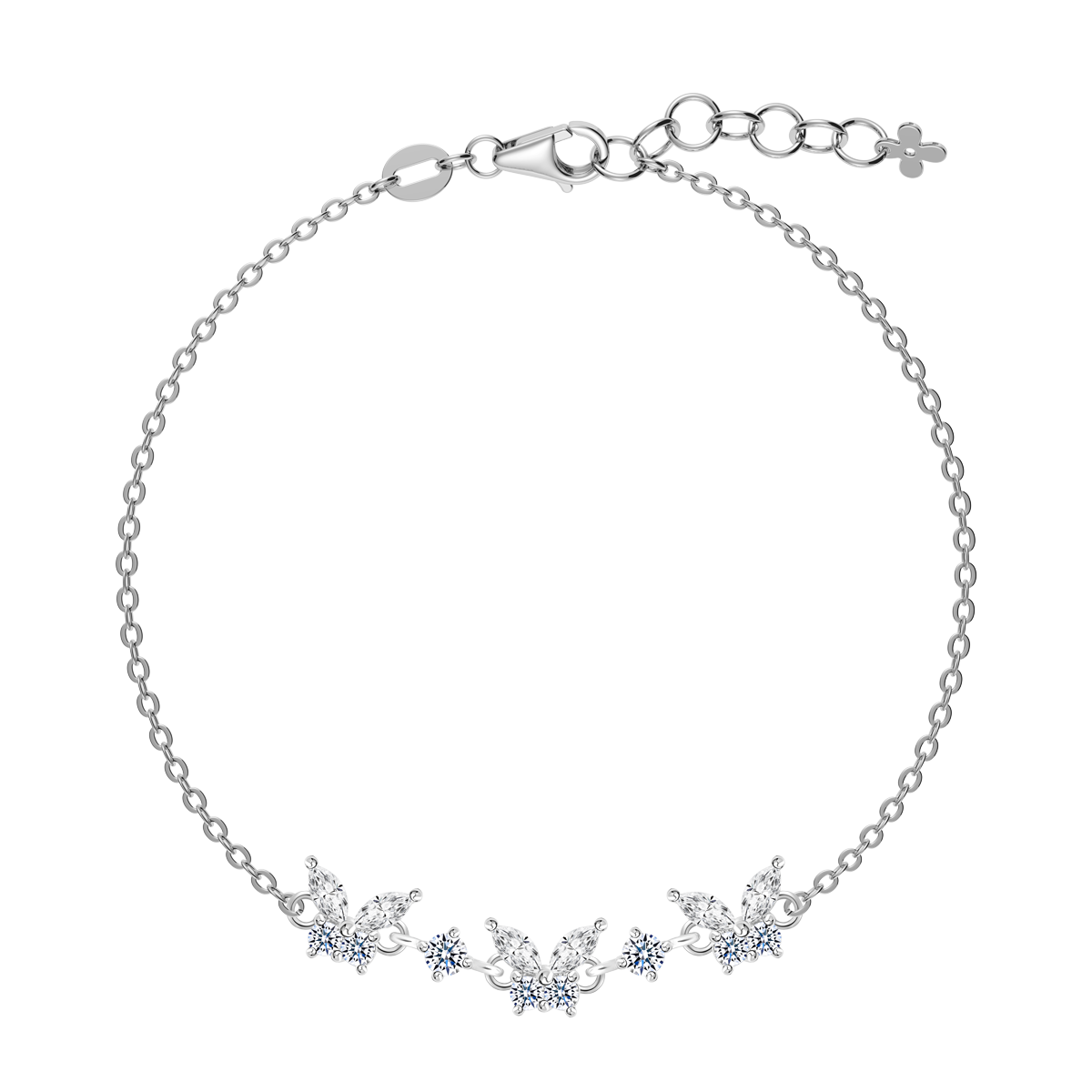 Dây tay đính đá CZ vàng 18K Tiny flowers