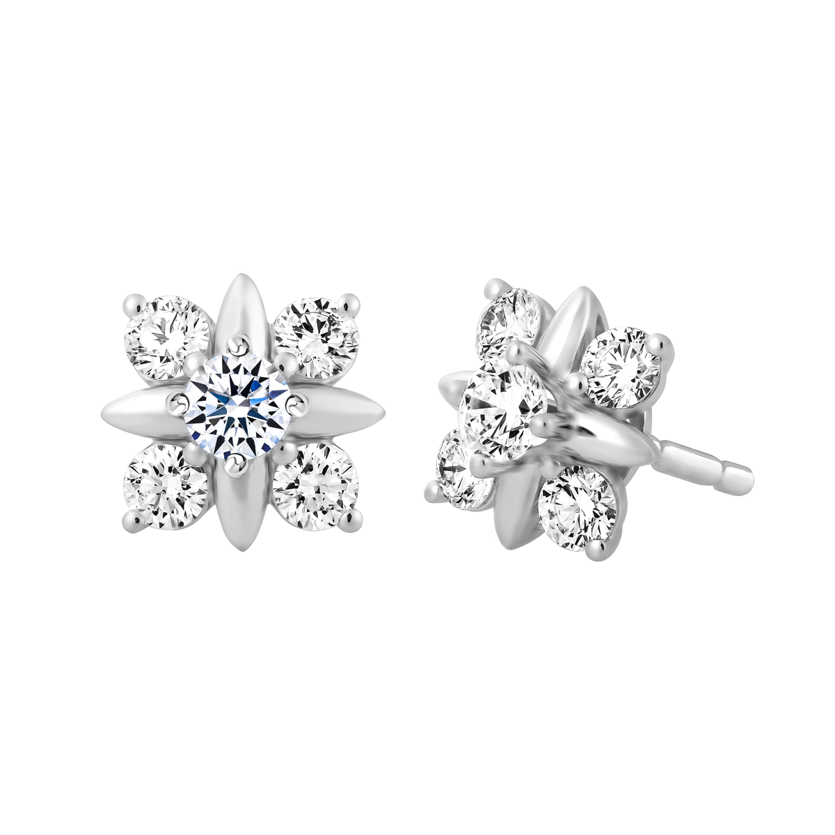 Hoa tai kim cương tấm vàng 14K Benke N 2C