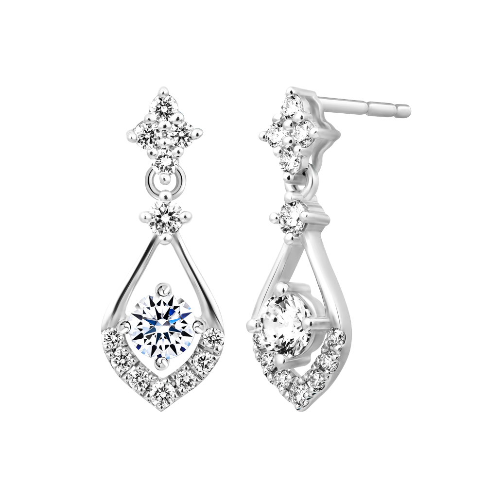 Hoa tai đính đá CZ vàng 14K Sparkle 2C