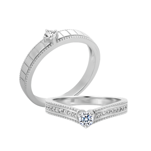 Nhẫn cưới nam kim cương vàng 14K Darling 10p M