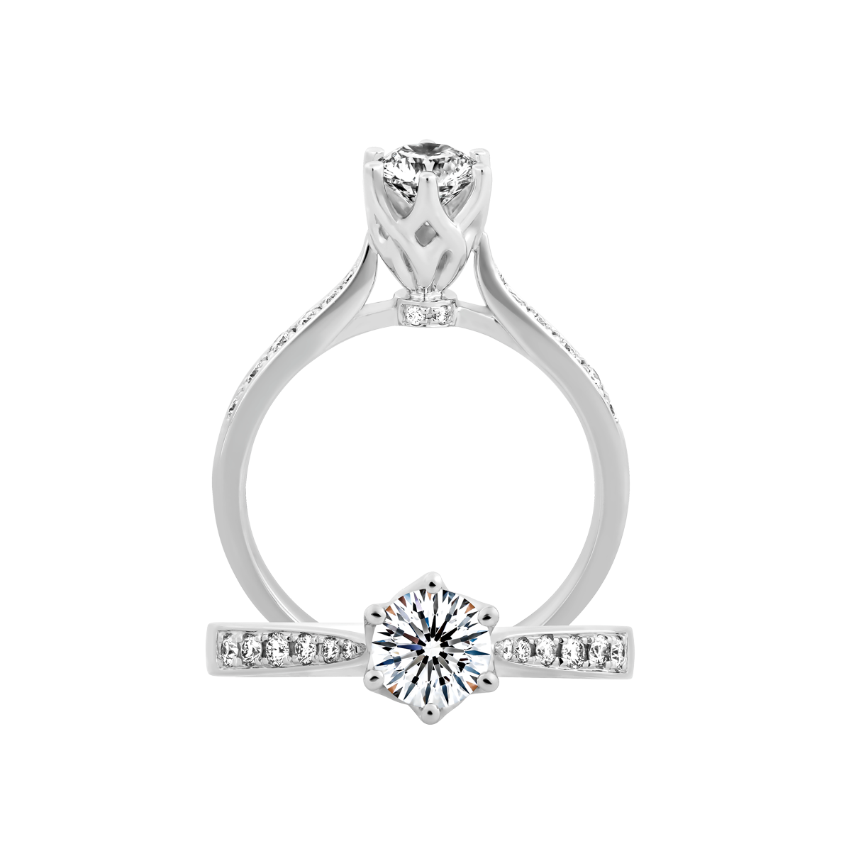 Nhẫn nữ kim cương 8 Hearts & Arrows vàng 14K Scarlet H&A 2C