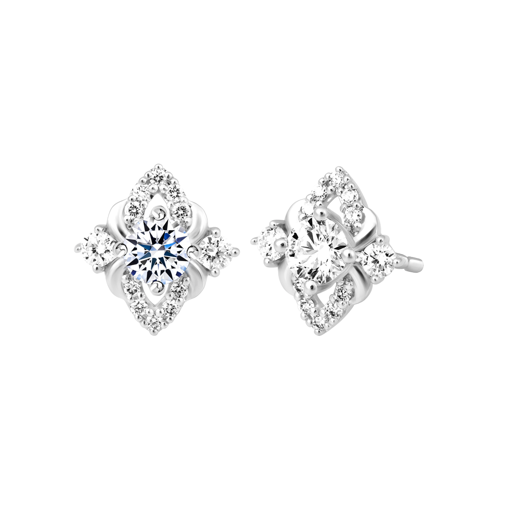 Hoa tai kim cương 8 Hearts & Arrows vàng 14K Glister H&A 2C