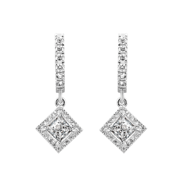 Hoa tai đính đá CZ vàng 14K Tubing PR 2C