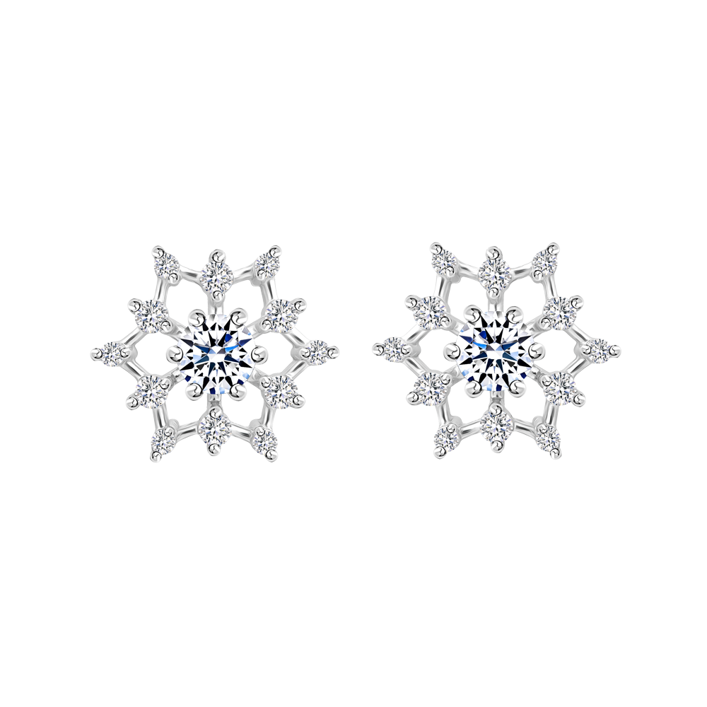 Hoa tai đính đá CZ vàng 18K Emitial 2C