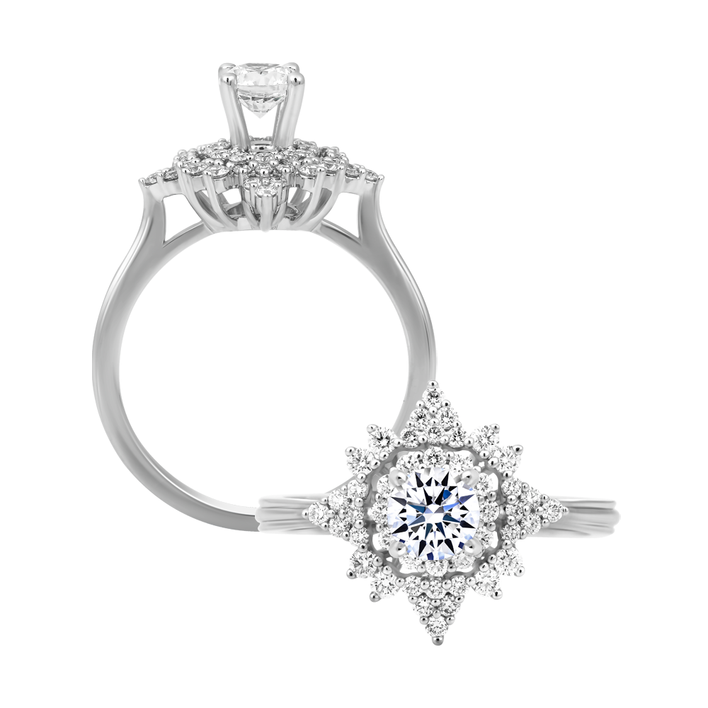 Nhẫn nữ kim cương tấm vàng 14K Fervency 3C
