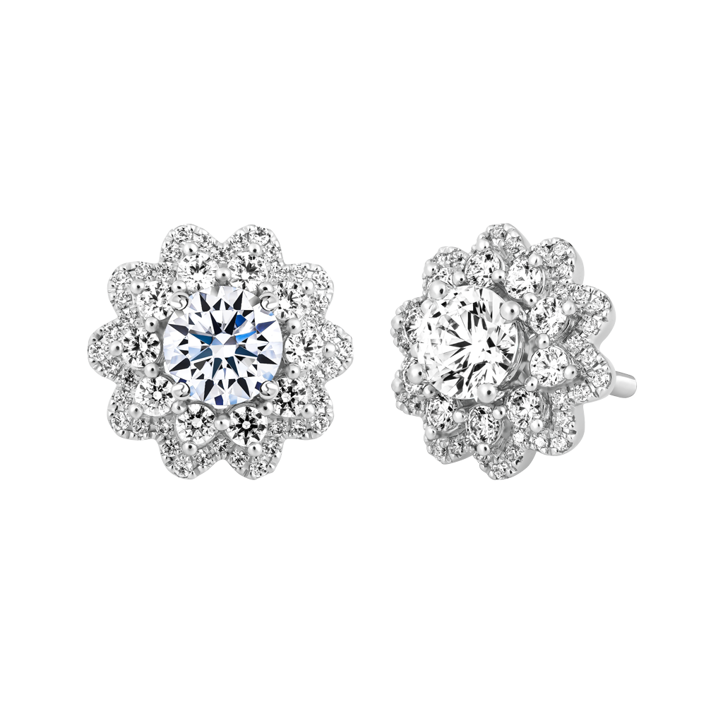 Hoa tai đính đá CZ vàng 14K Showing 1CT