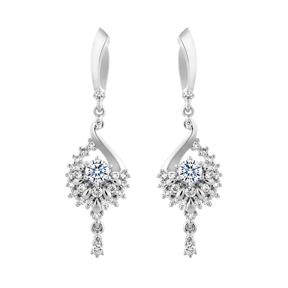 Hoa tai kim cương 8 Hearts & Arrows vàng 14K Rosella N H&A 2C