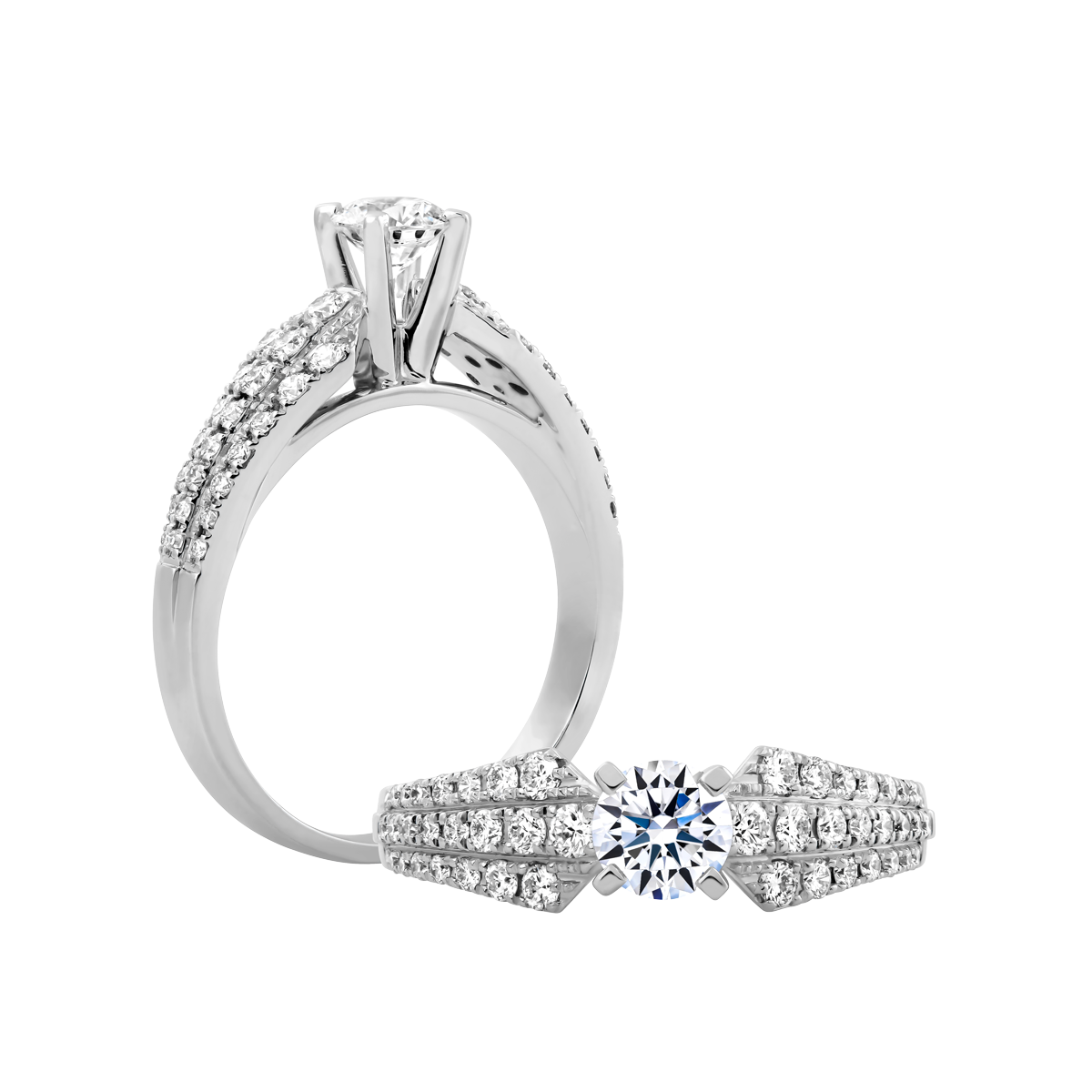 Ổ nhẫn nữ kim cương tấm vàng 14K Fernery N 5C