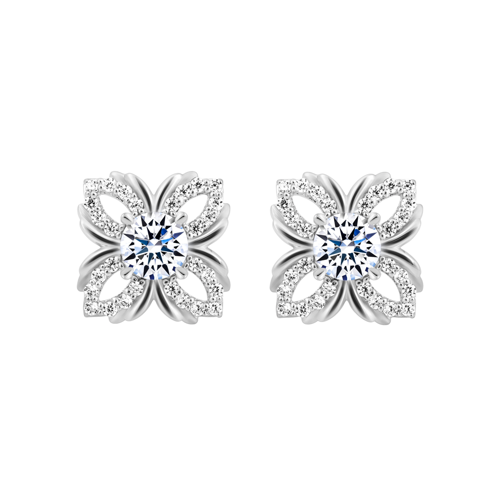 Hoa tai đính đá CZ vàng 10K Florice 3C