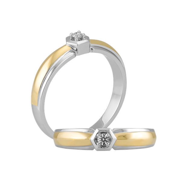 Nhẫn cưới nữ kim cương viên vàng 14K Tristina F