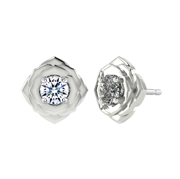 Hoa tai kim cương 8 Hearts & Arrows vàng 14K Black rose NS H&A 2C