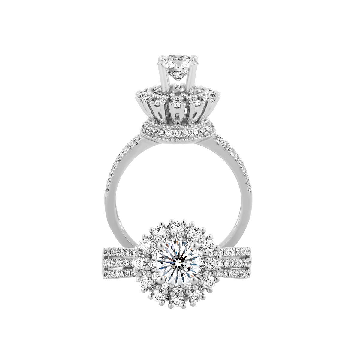 Ổ nhẫn nữ kim cương tấm vàng 14K Calantha 1CT