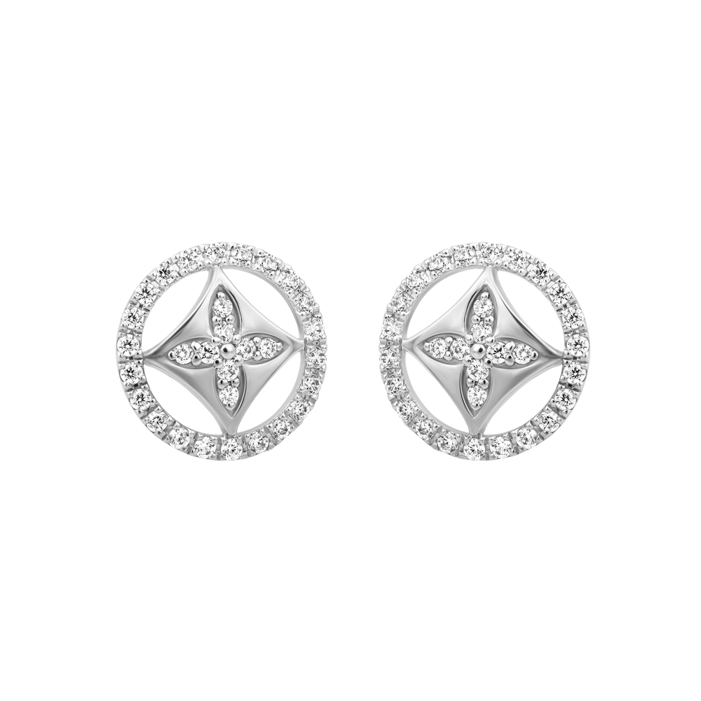 Hoa tai đính đá CZ vàng 18K Elving