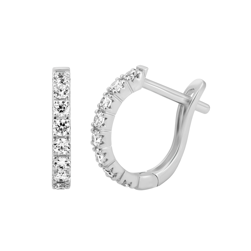 Hoa tai kim cương viên vàng 14K Alva