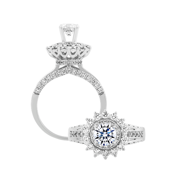 Ổ nhẫn nữ kim cương tấm vàng 14K Radiant 5C