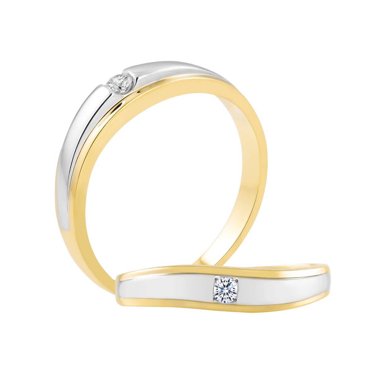Nhẫn cưới nam kim cương vàng 14K Florka 5p M