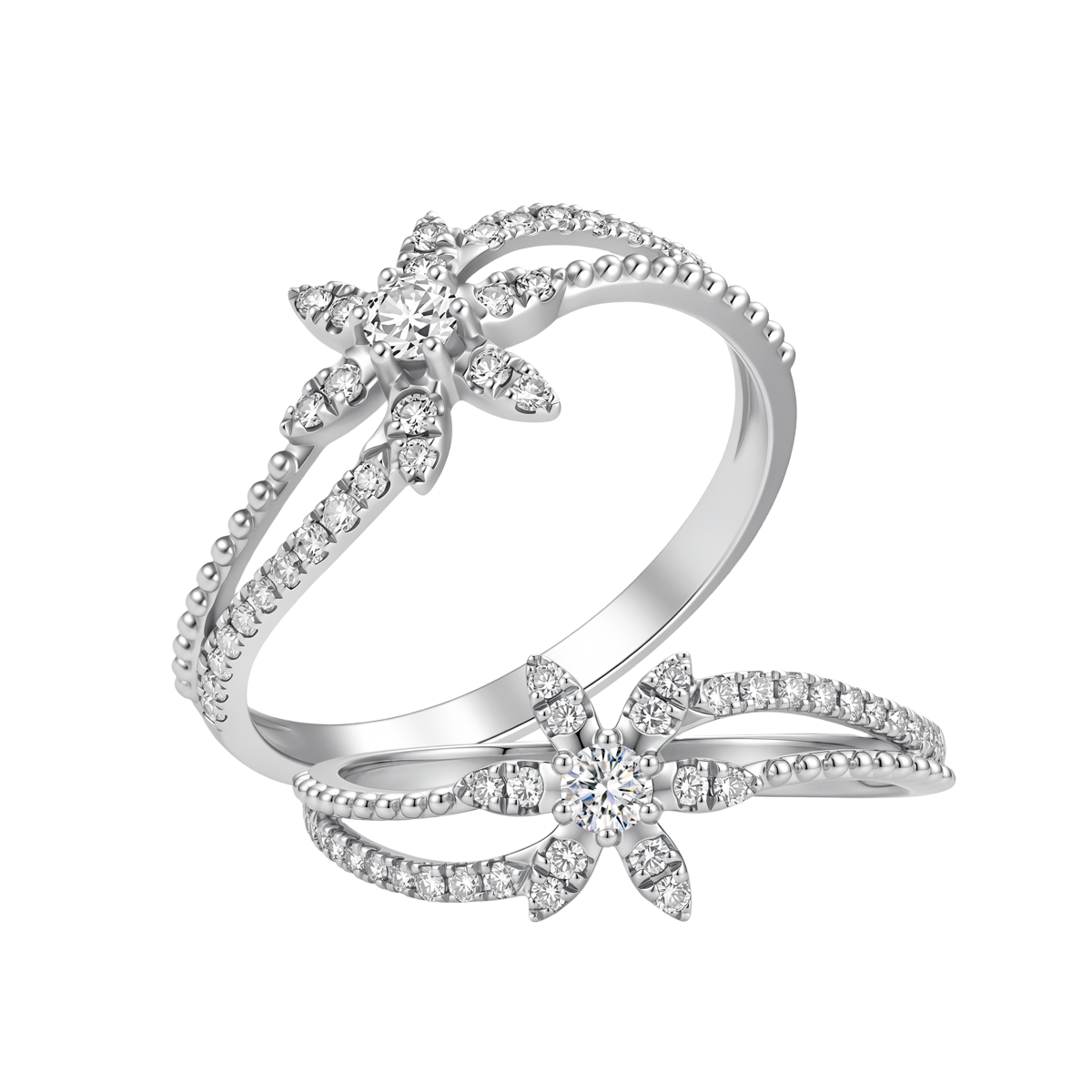 Nhẫn nữ kim cương viên vàng 14K Plumeria TD