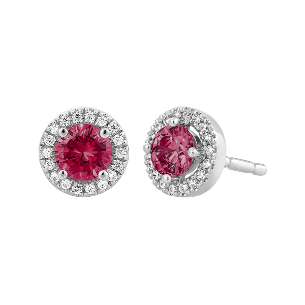 Hoa tai đính đá màu Ruby vàng 10K Waddle N5C S.RUB