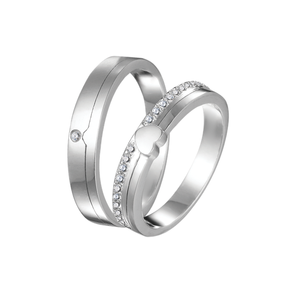 Nhẫn cưới nữ kim cương viên vàng 14K Heartiness F