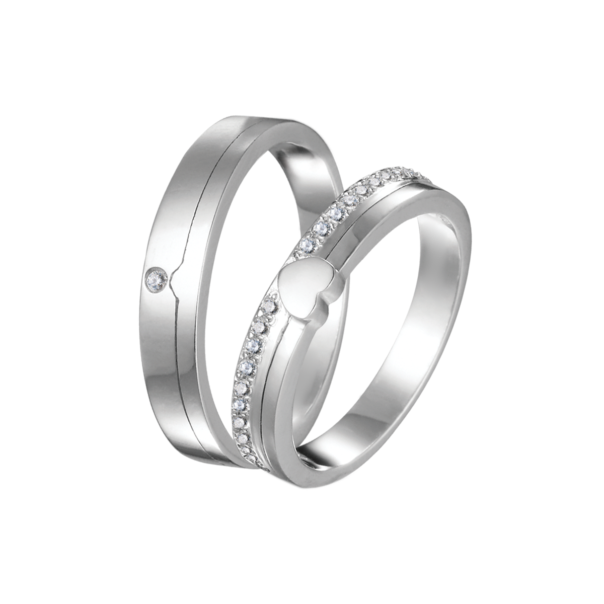 Nhẫn cưới nữ kim cương viên vàng 14K Heartiness F