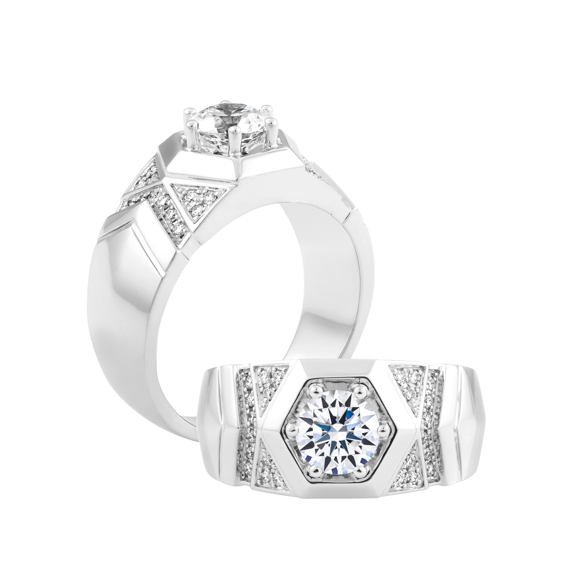 Nhẫn nam kim cương tấm vàng 14K Aventador D 1CT W GVRG0201701