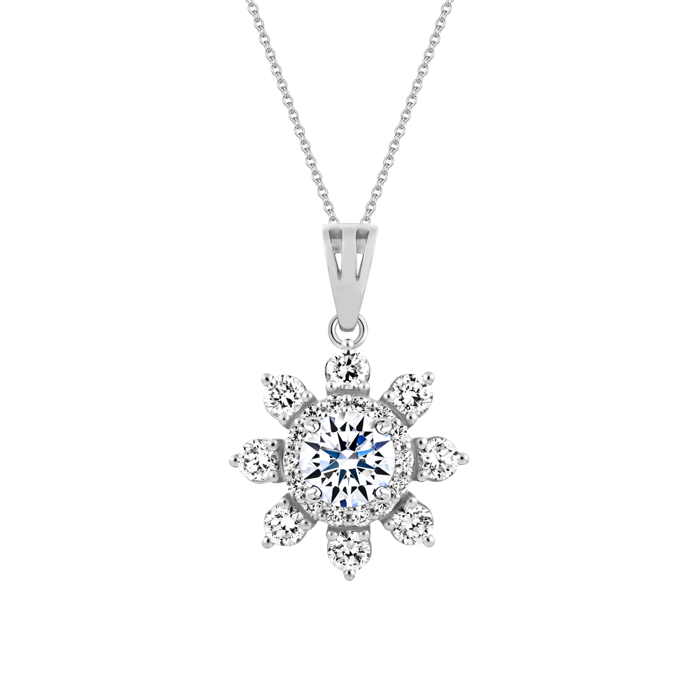 Mặt đính đá CZ vàng 14K Flowering 1CT