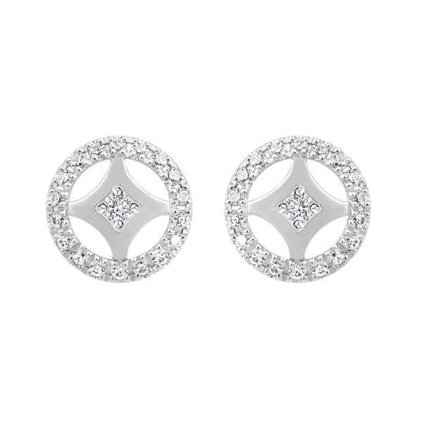 Hoa tai kim cương viên vàng 14K Rishes D