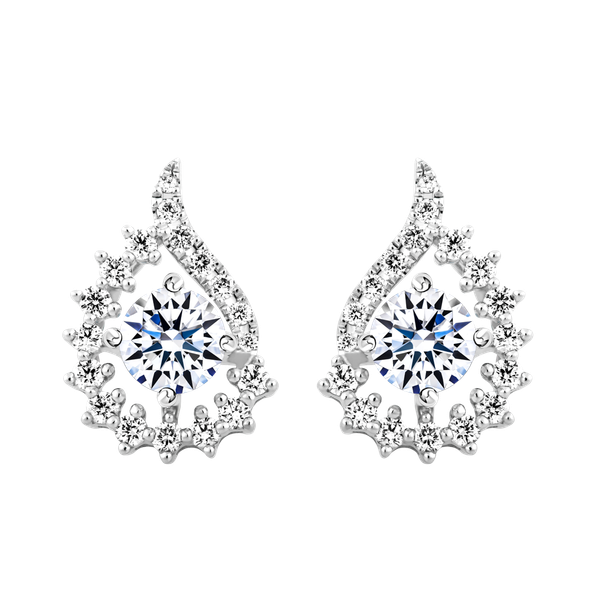 Hoa tai kim cương viên vàng 14K Glitter GIA 3C