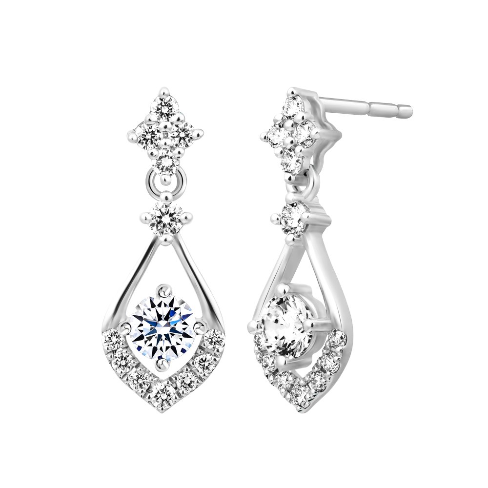 Hoa tai đính đá CZ vàng 14K Sparkle 2C